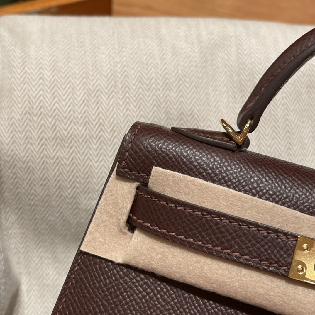 에르메스 미니 켈리백19 브라운 금장 앱송